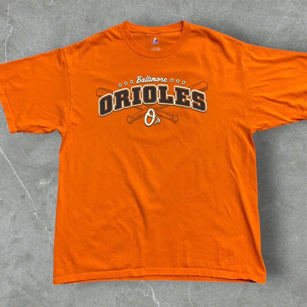 Majestic Vintage Y2K MLB Baltimore Orioles Orange Black T-Shirt Men's Size XL
